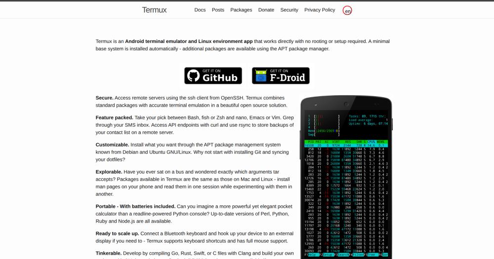 Termux homepage: Android terminal emulator and Linux environment app
