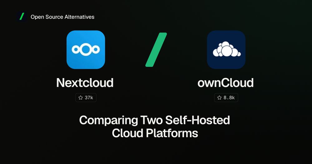Nextcloud and ownCloud logos either side of an emerald slash with the line Comparing Two Self-Hosted Cloud Platforms