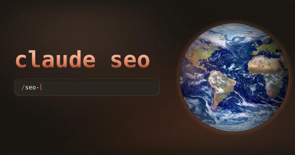 Claude SEO cover with the slash seo command prompt and a globe