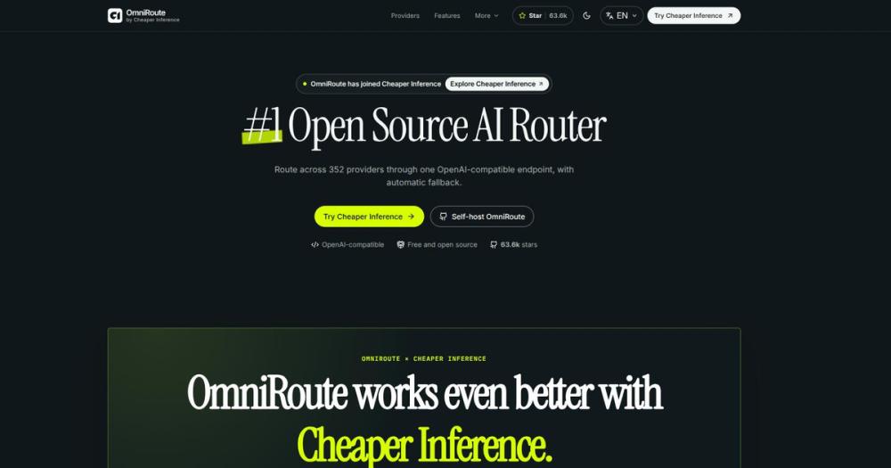 OmniRoute homepage hero