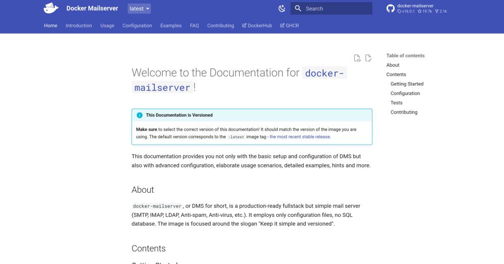 Docker Mailserver documentation home page
