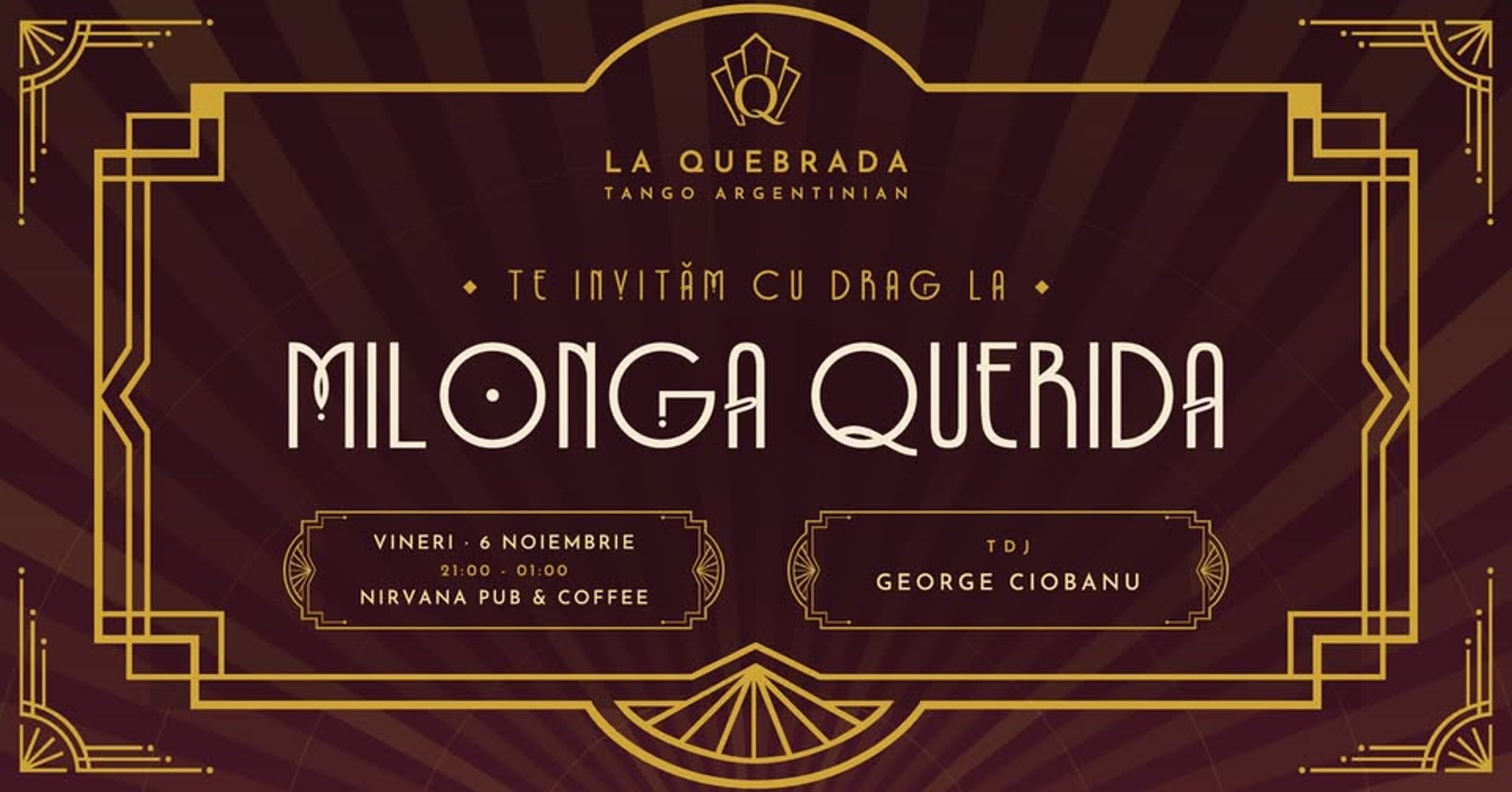 Afis Milonga Querida – Nirvana Pub&Coffee, Bacau