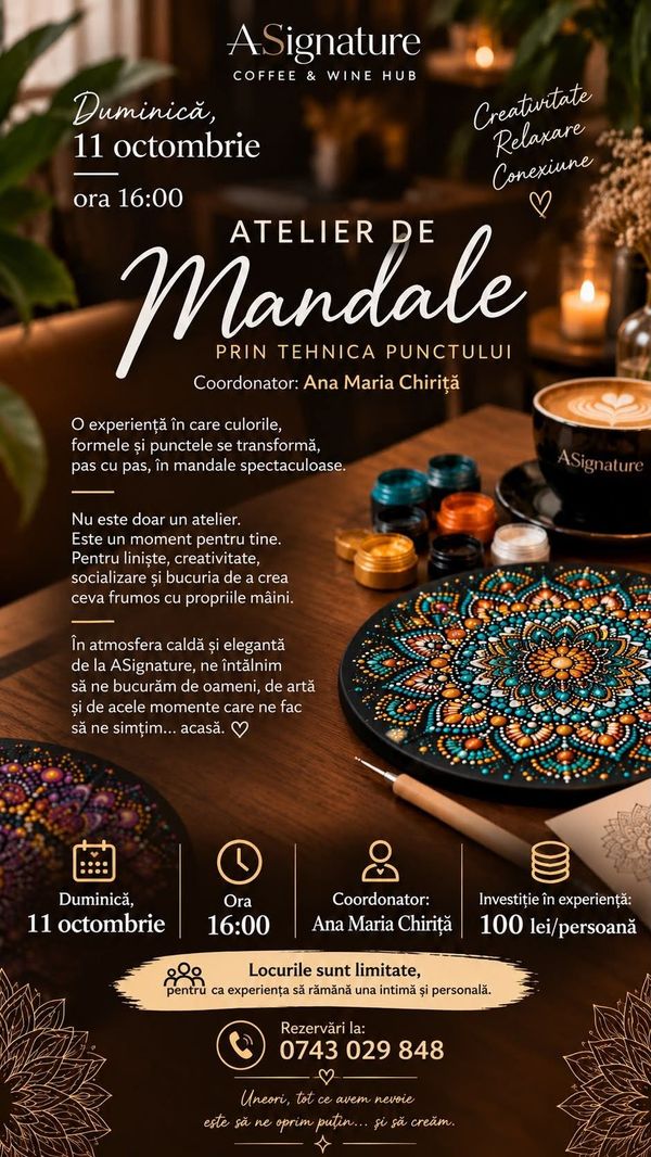Atelier de mandale prin tehnica punctului
