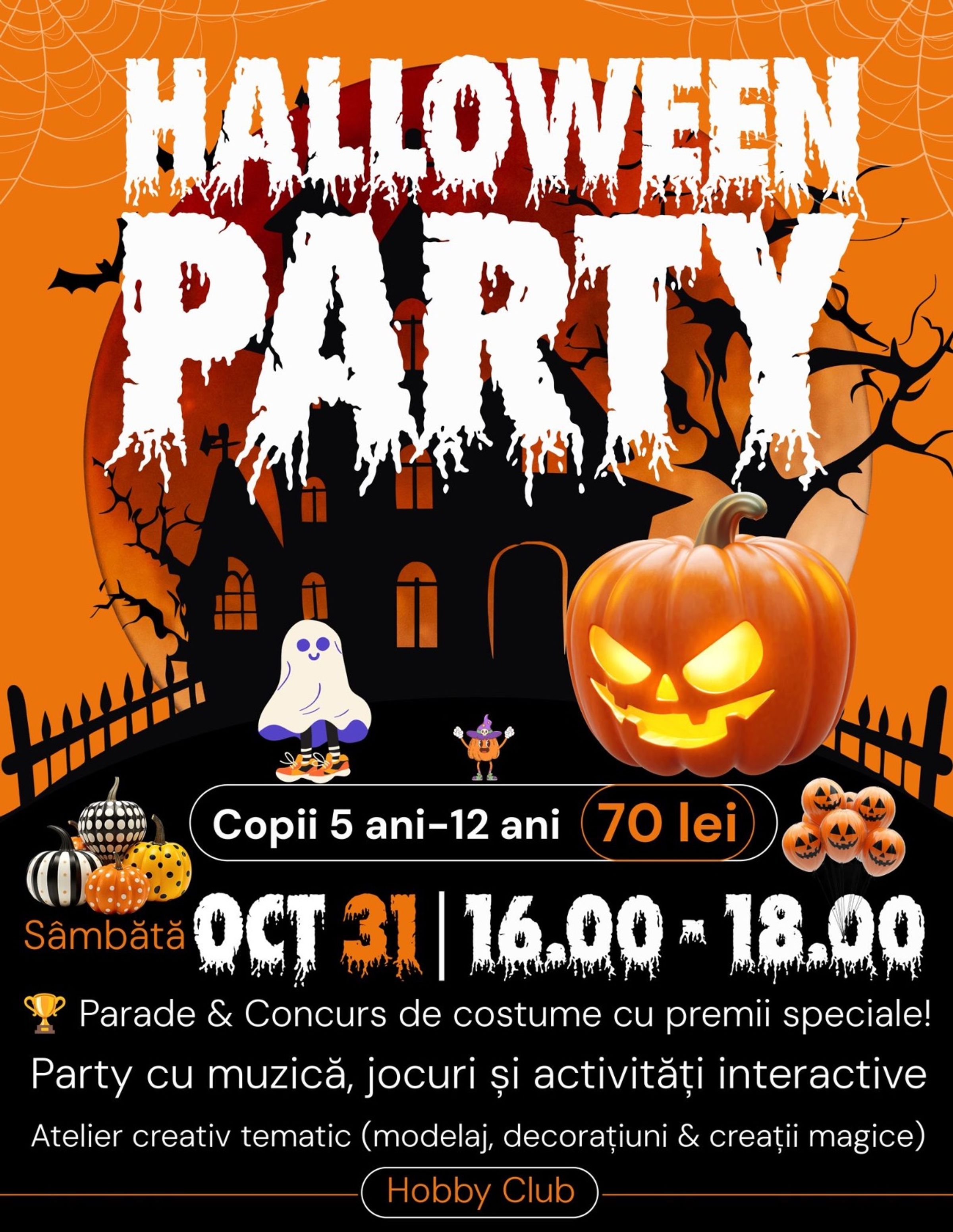 Afis Halloween Party la Hobby Club! – Hobby Club, Bacau