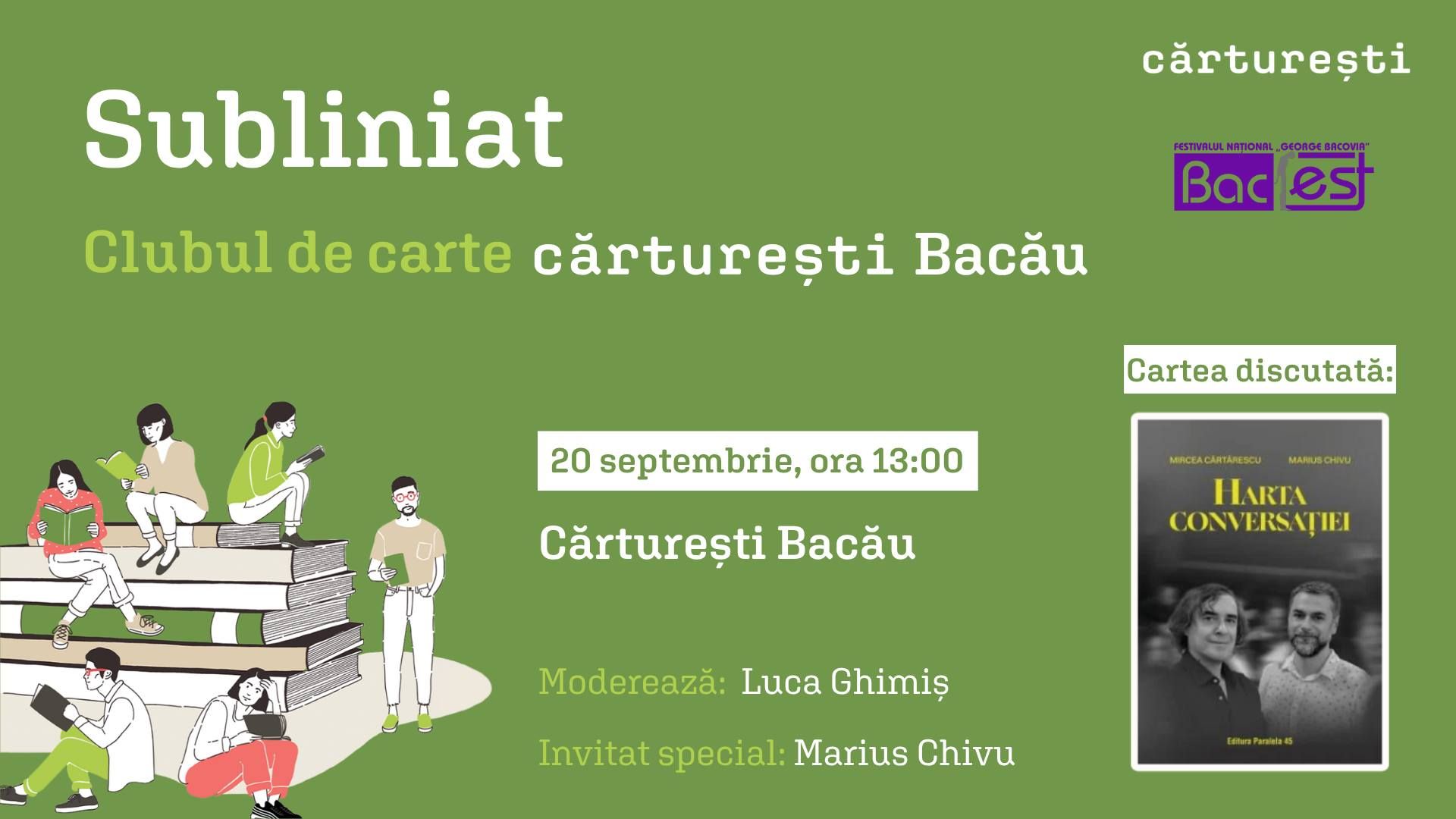 clubul de carte Subliniat x Cartile Bac-Fest | septembrie