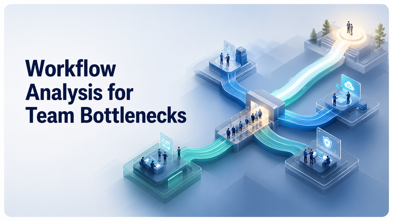 Multiple team workflows converge at a narrow approval point before continuing toward successful delivery, illustrating hidden execution bottlenecks.
