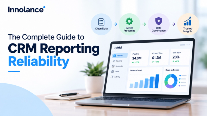 CRM reporting dashboard showing how clean data, better processes, and data governance support trusted insights and reliable sales reporting.