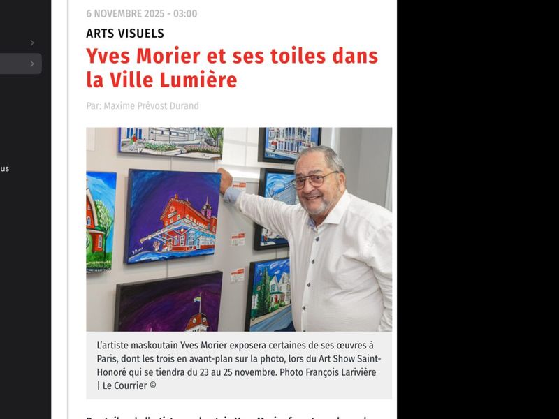 Yves Morier à Paris du 23 au 25 novembre 2025
