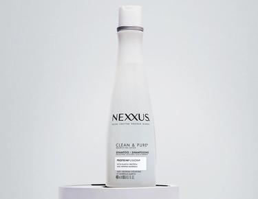 Close up view of Nexxus helix of hair proteins of elastin and marine minerals.