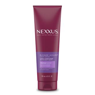 Front of Pack Nexxus Blonde Assure Purple Conditioner for Blonde Hair 8.5 FO, nexxus purple conditioner, nexxus blonde assure conditioner, purple conditioner