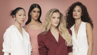 Four models are shown with different hairstyles