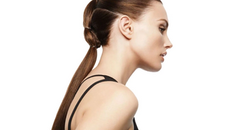 Model with Divided Hairstyle