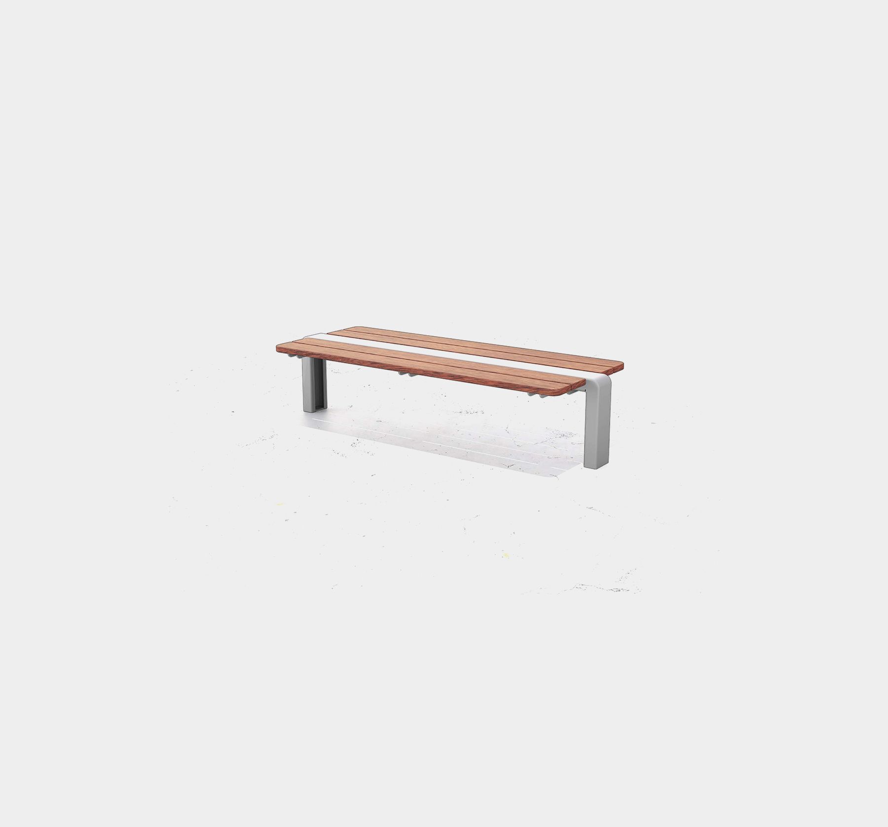 Versa Backless Platform Bench, aluminum and thermally modified ash wood