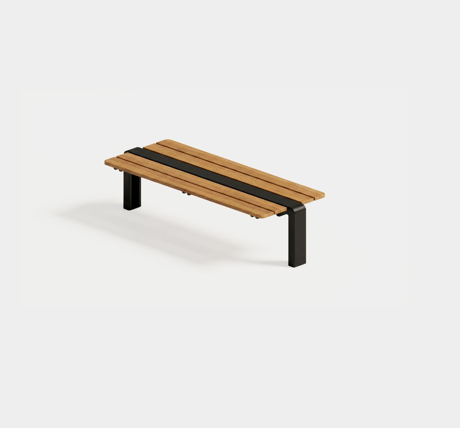 Versa Backless Platform Bench, aluminum and thermally modified ash wood