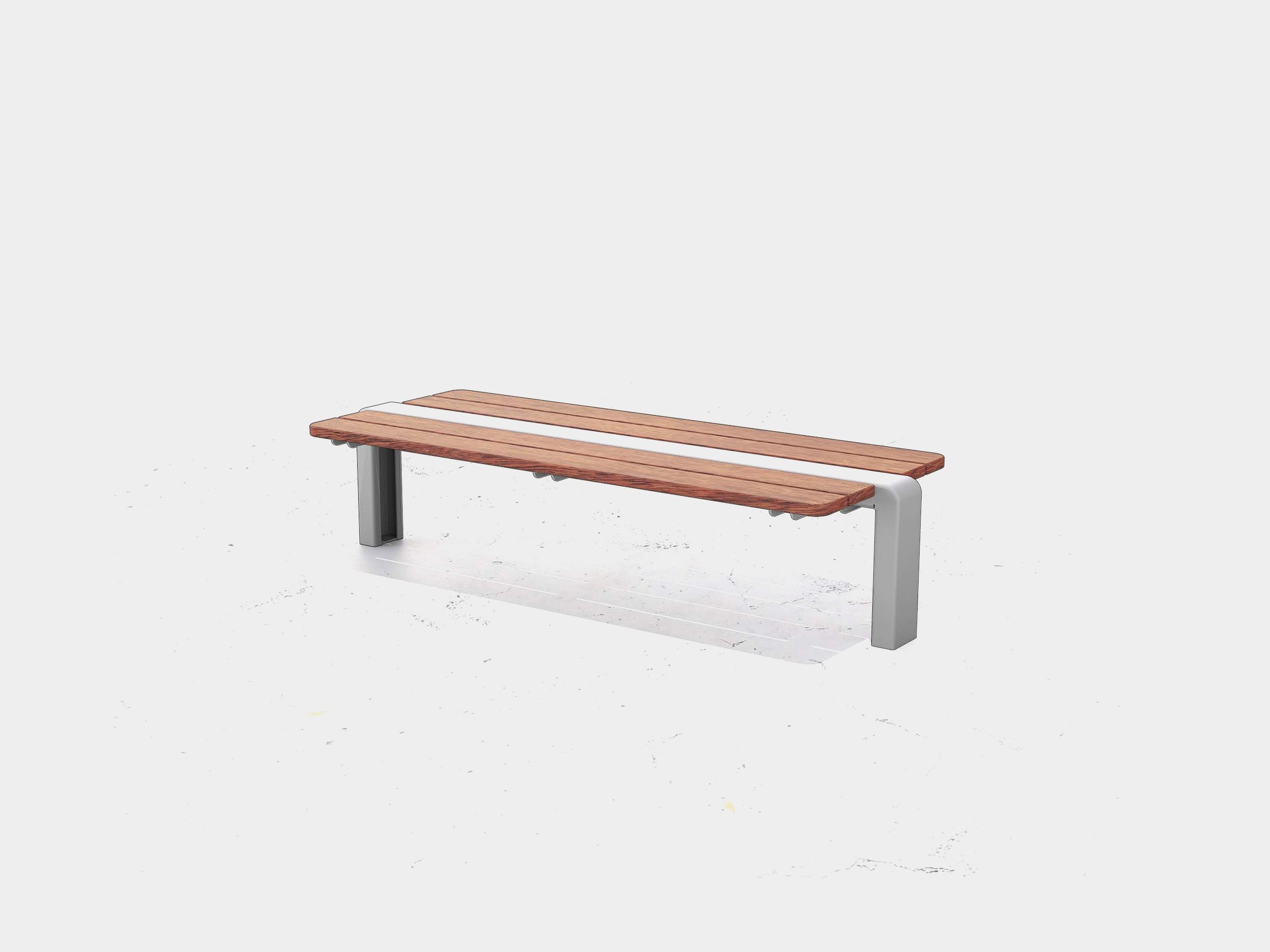 Versa Platform Bench, metal and hardwood timber