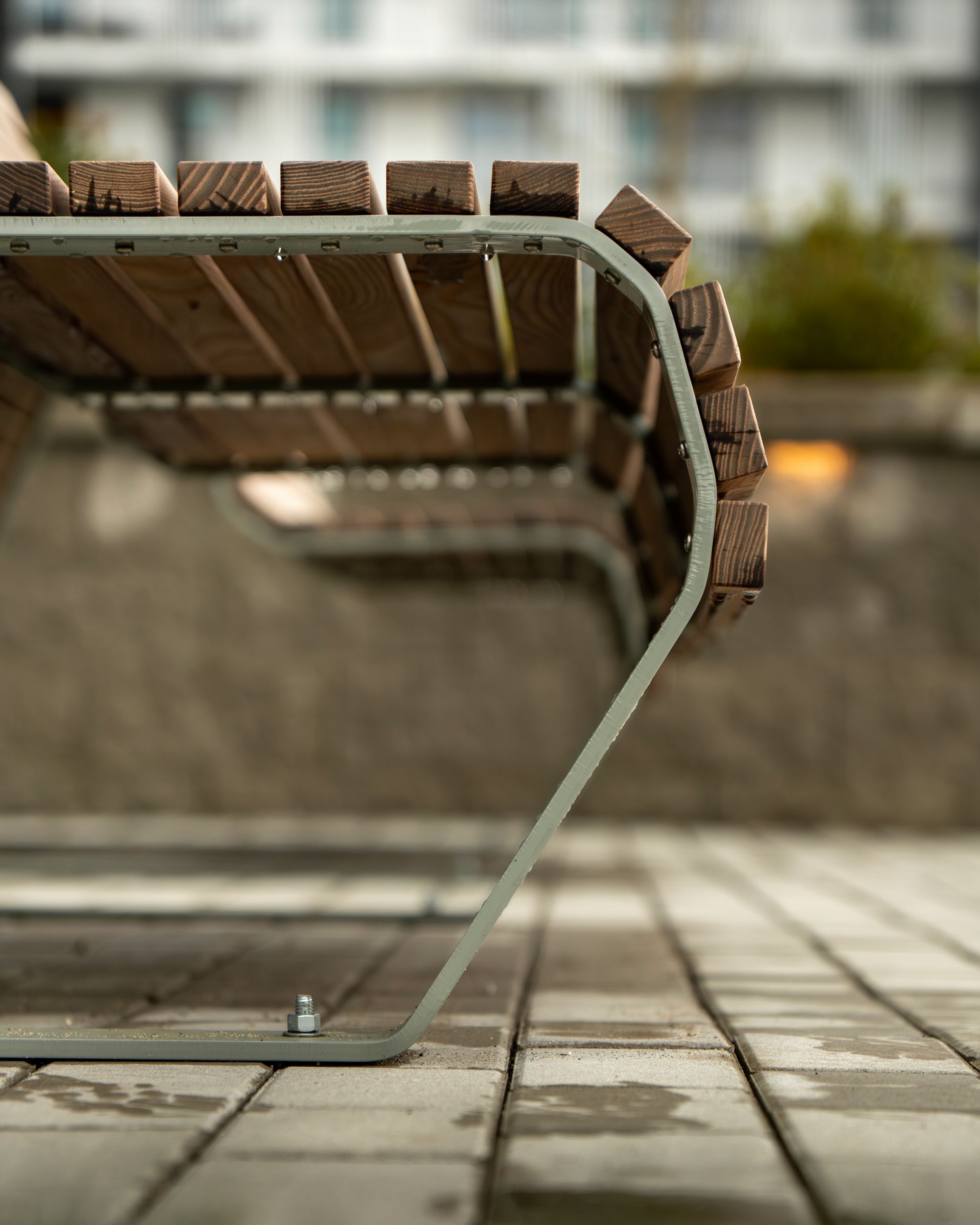 Dek stainless steel and wood bench seating