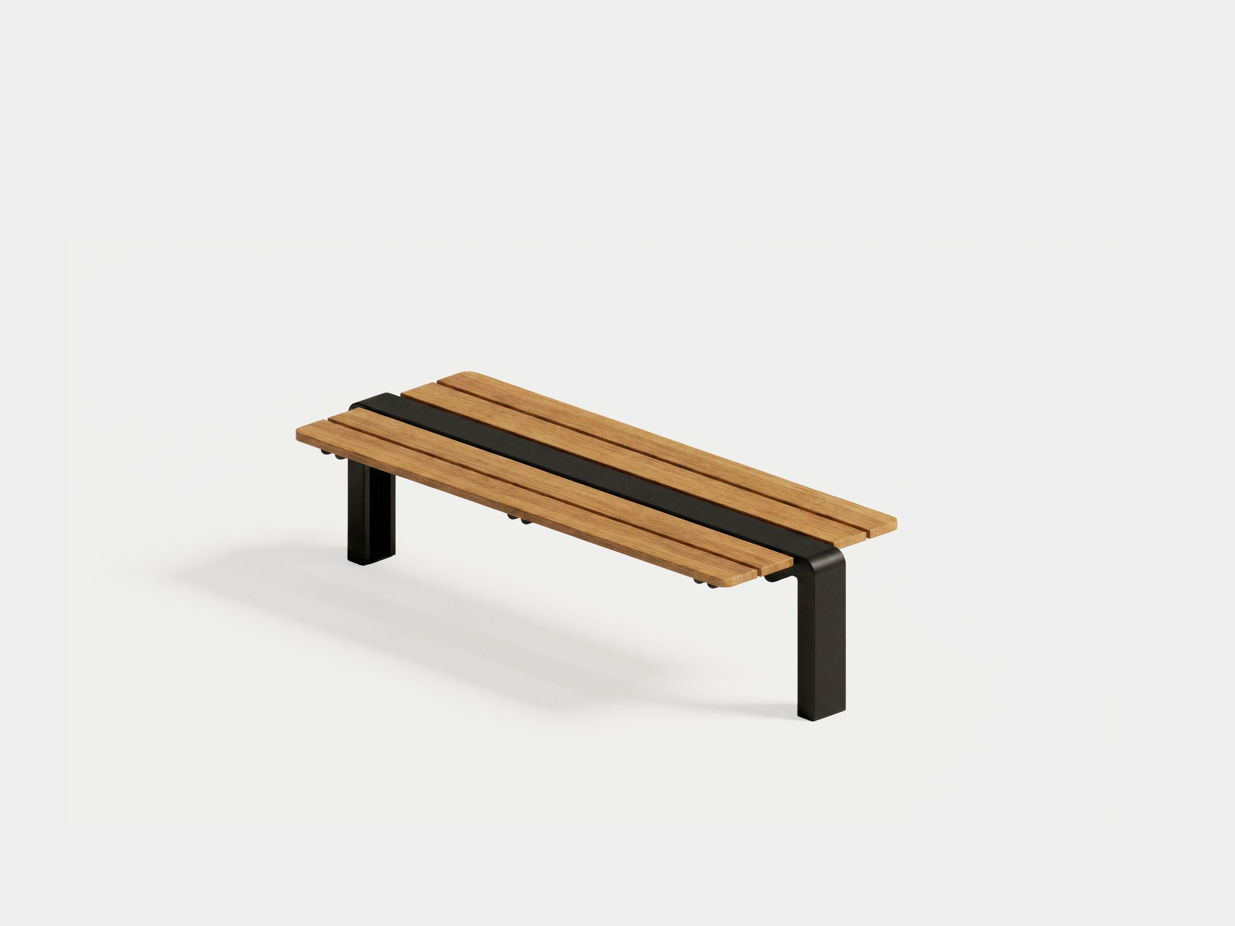 Versa Platform Bench, metal and hardwood timber
