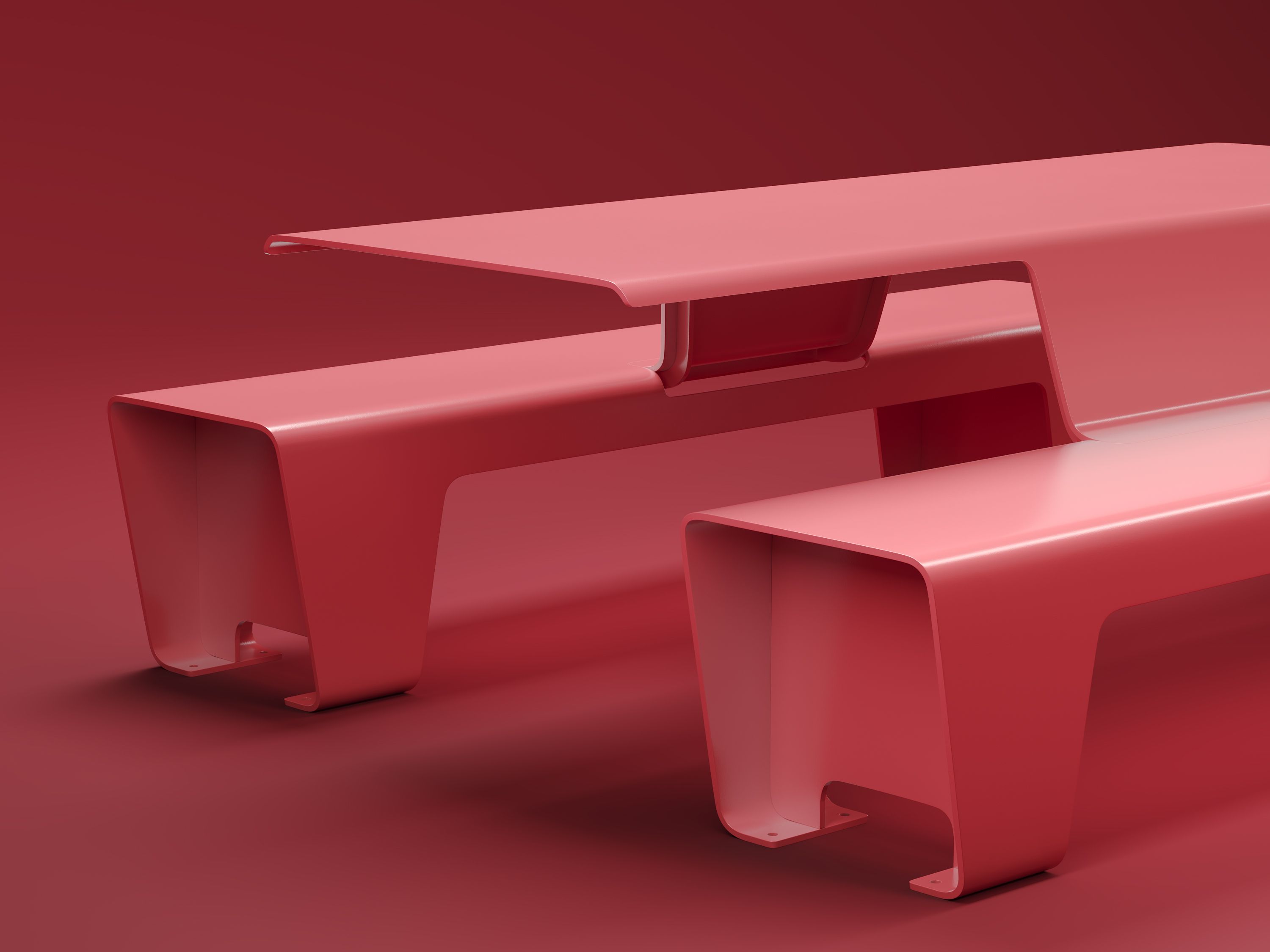 Flight includes fully metal tables for commercial spaces by Green Theory, Canadian Site Furnishings Manufacturer.
