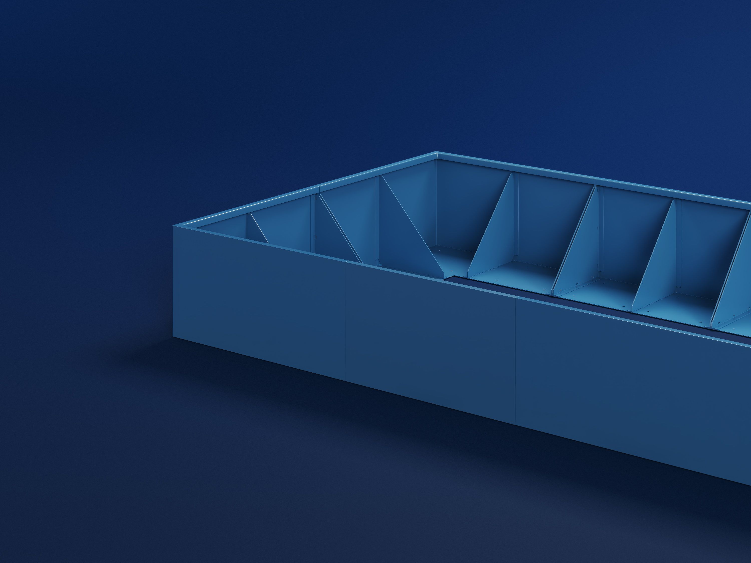 Join modular outdoor planters and edging in blue can be customized for any outdoor space.