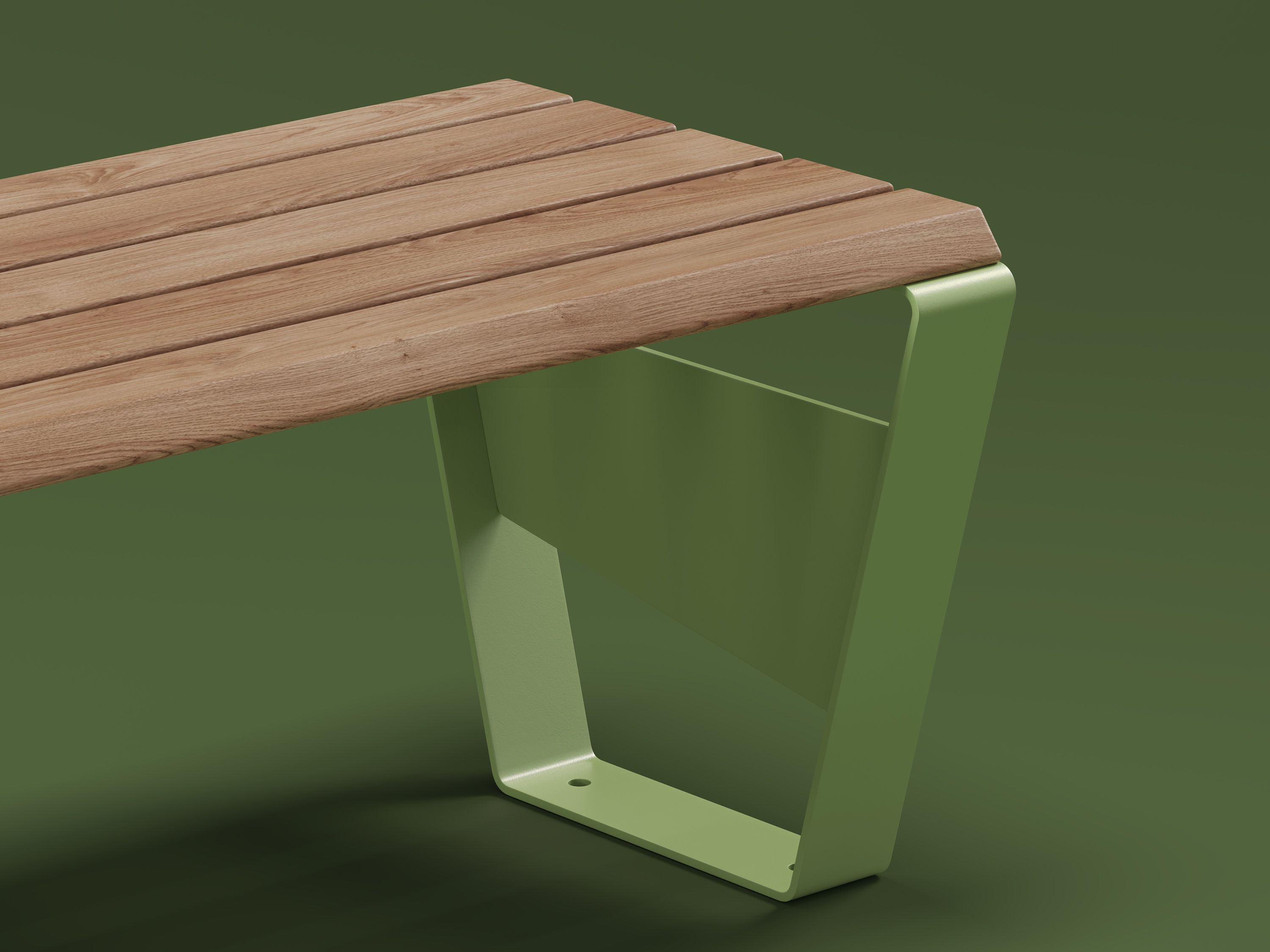 The commercial park bench made with a green metal frame and wooden slats is contemporary and sleek. Browse more.