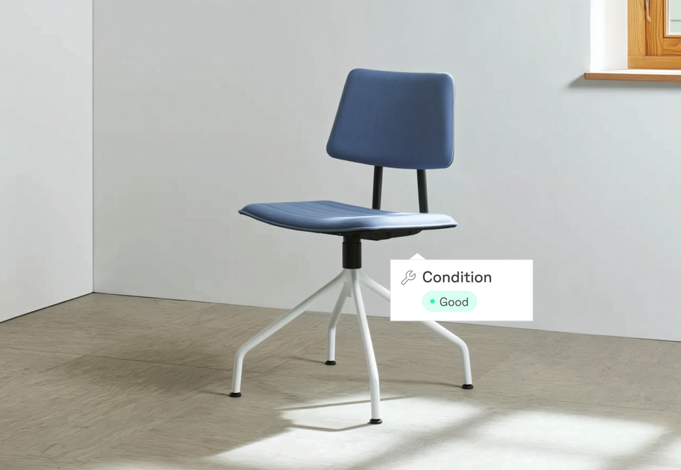 An office chair showing it's condition