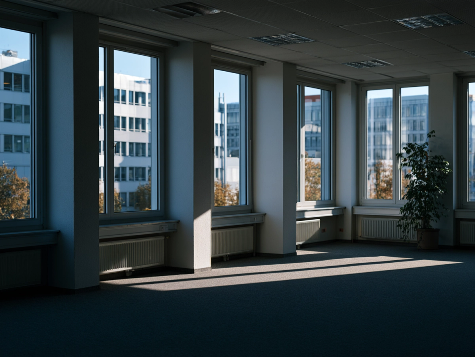 A cleared office space after a furniture removal project.
