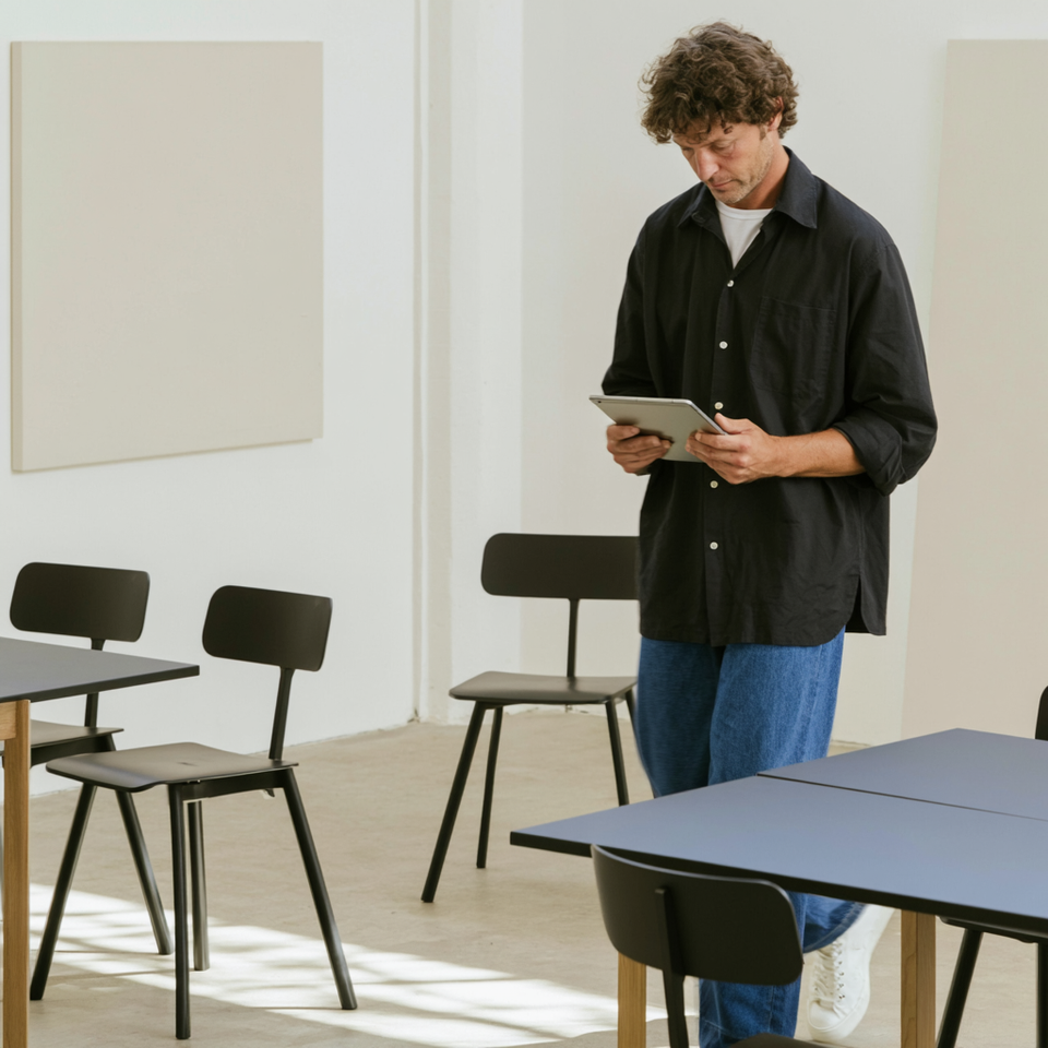 Office furniture prepared for a second-life route.