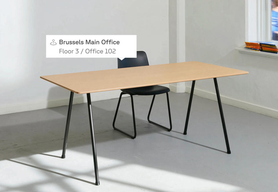 A desk showing its location