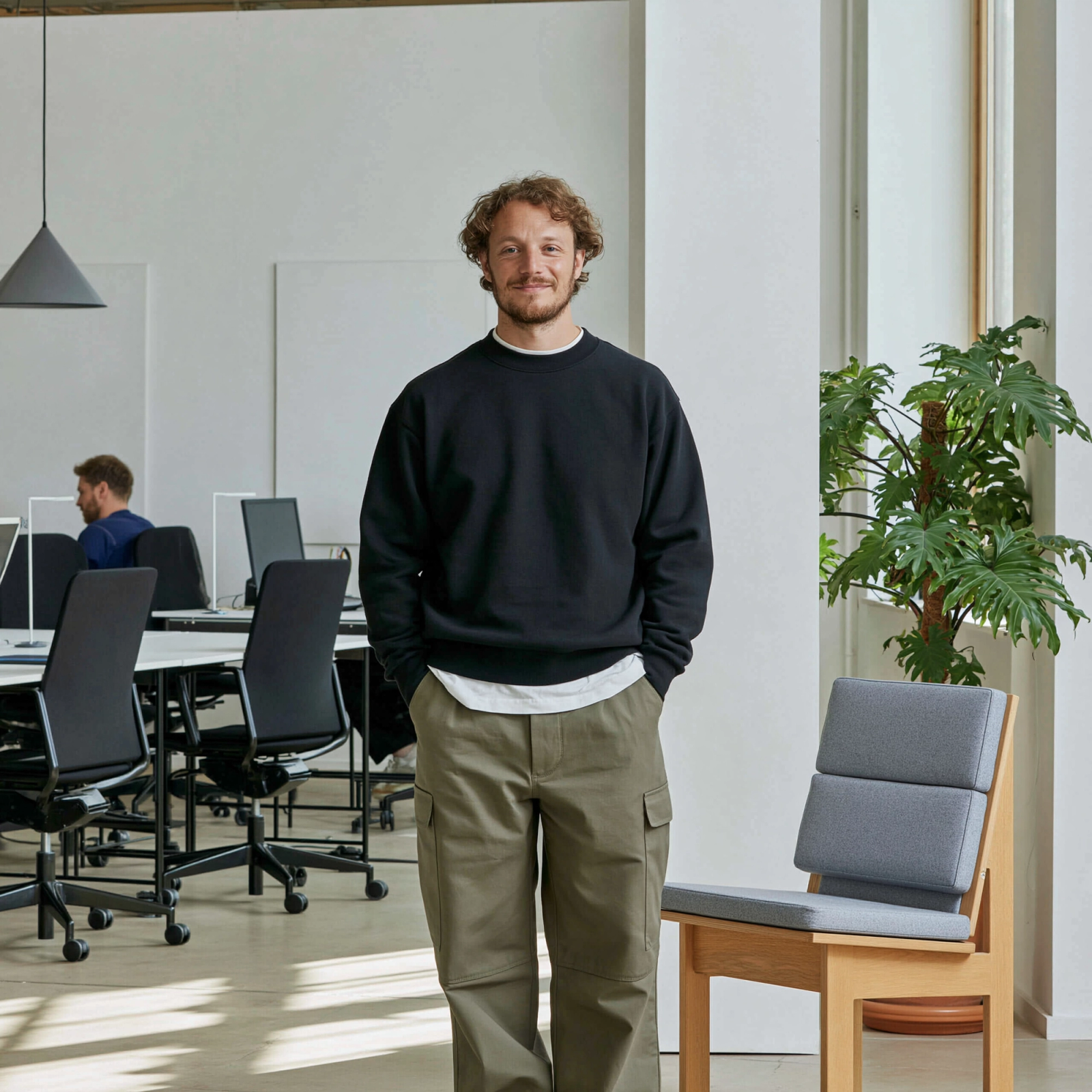 A coworking space with desks, chairs and shared meeting areas.