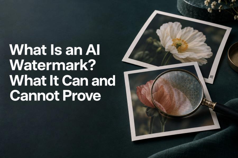 Article cover featuring the title: What Is an AI Watermark? What It Can and Cannot Prove