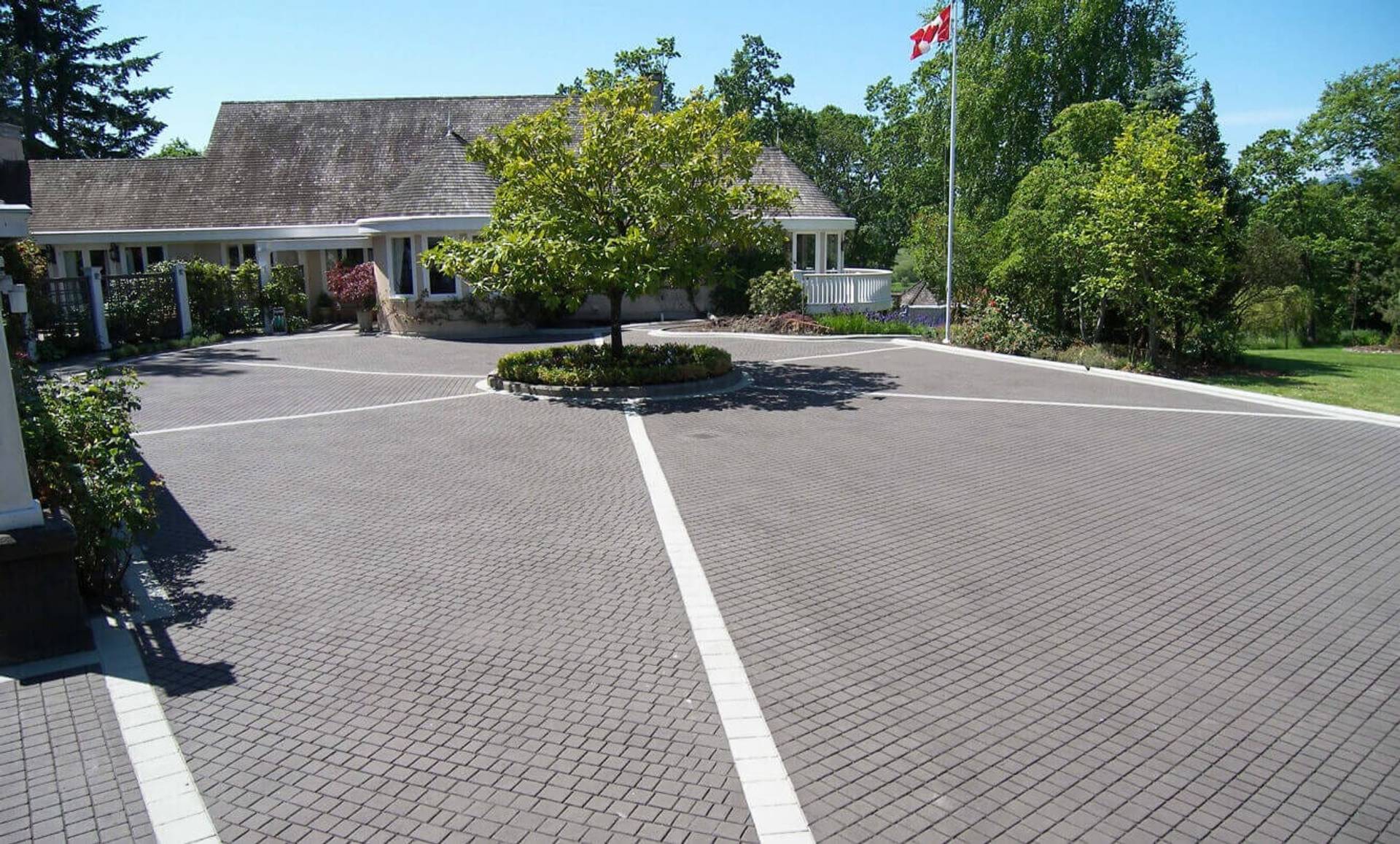 Canadian stamped asphalt driveway project by HUB Surface Systems at a new-build subdivision in Canada
