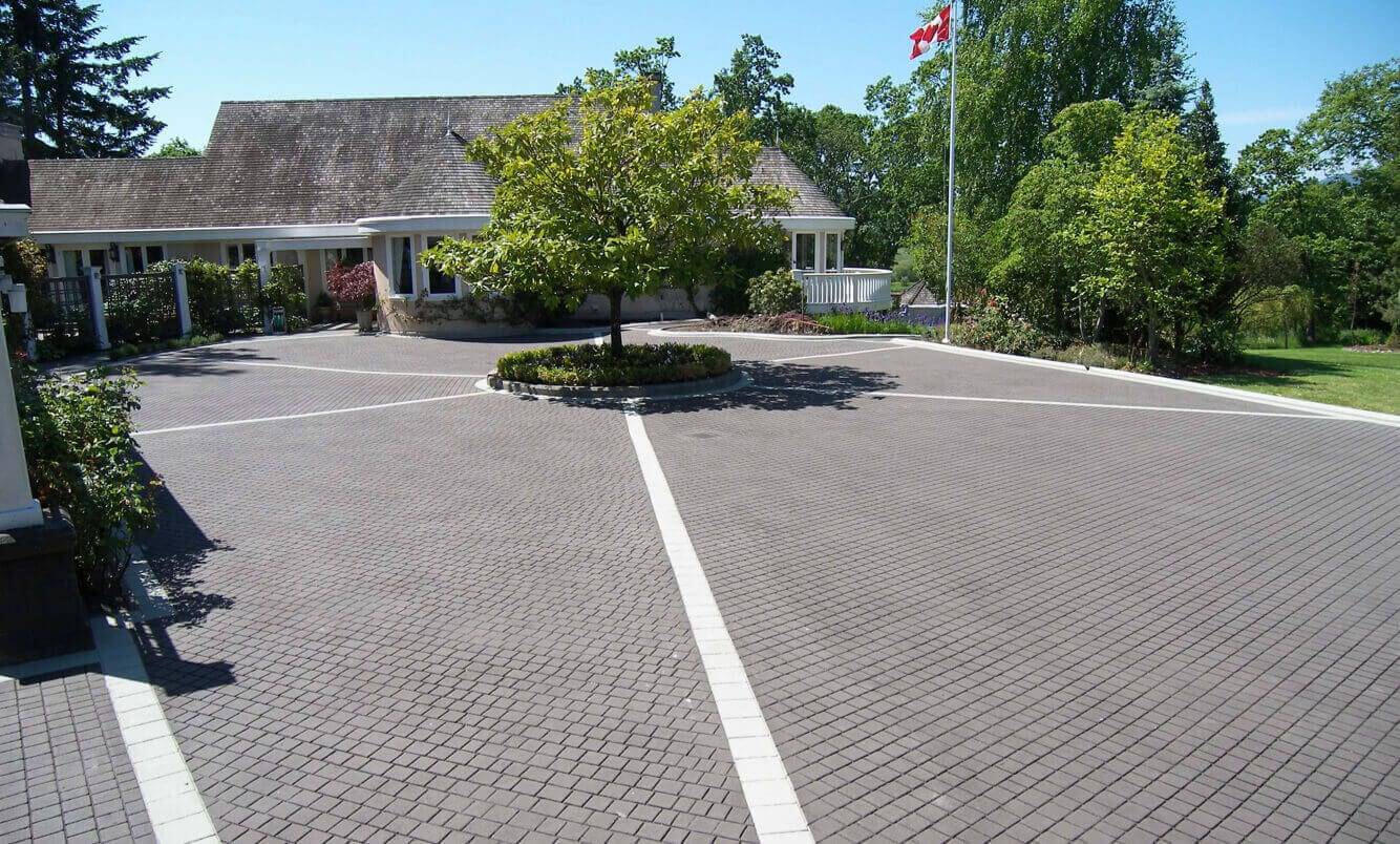 Canadian stamped asphalt driveway project by HUB Surface Systems at a new-build subdivision in Canada