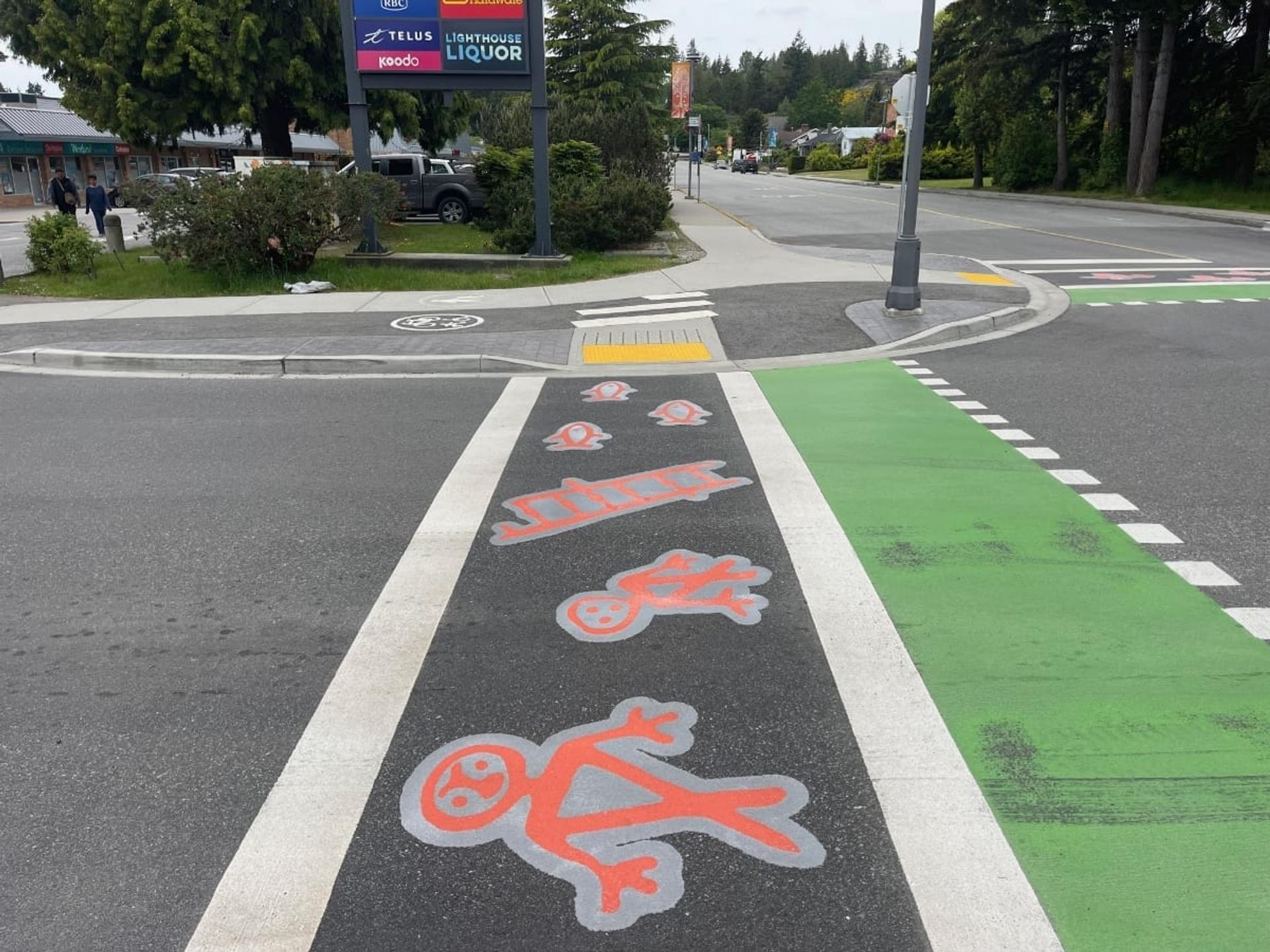 Pictograph Themed Crosswalk Sechelt BC