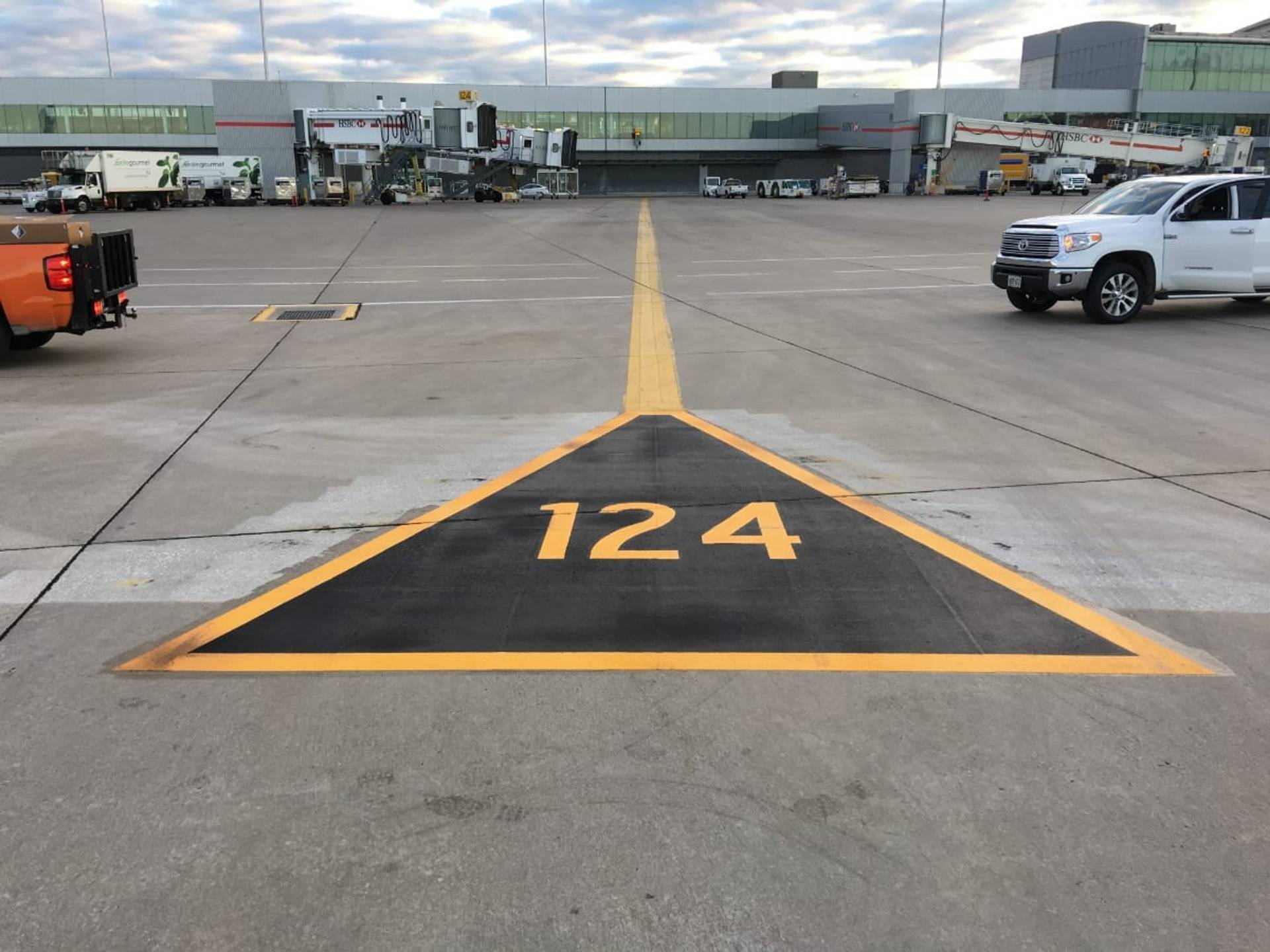 AirMark airfield pavement marking installation in Canada: airport apron and service area marking at a ground service area