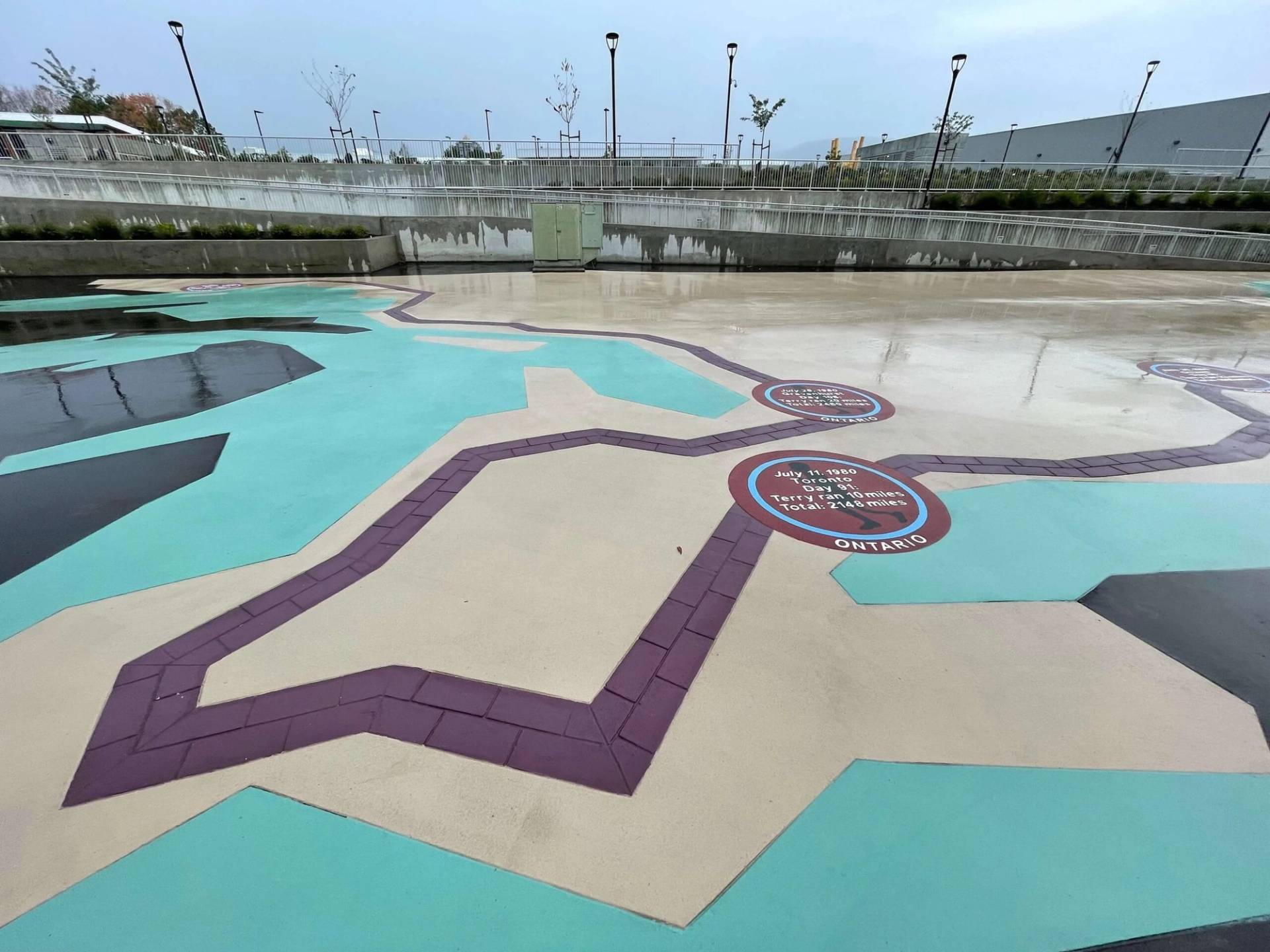StreetBond pavement coating in UV-stable acrylic pavement coating at a plaza surface, Canada