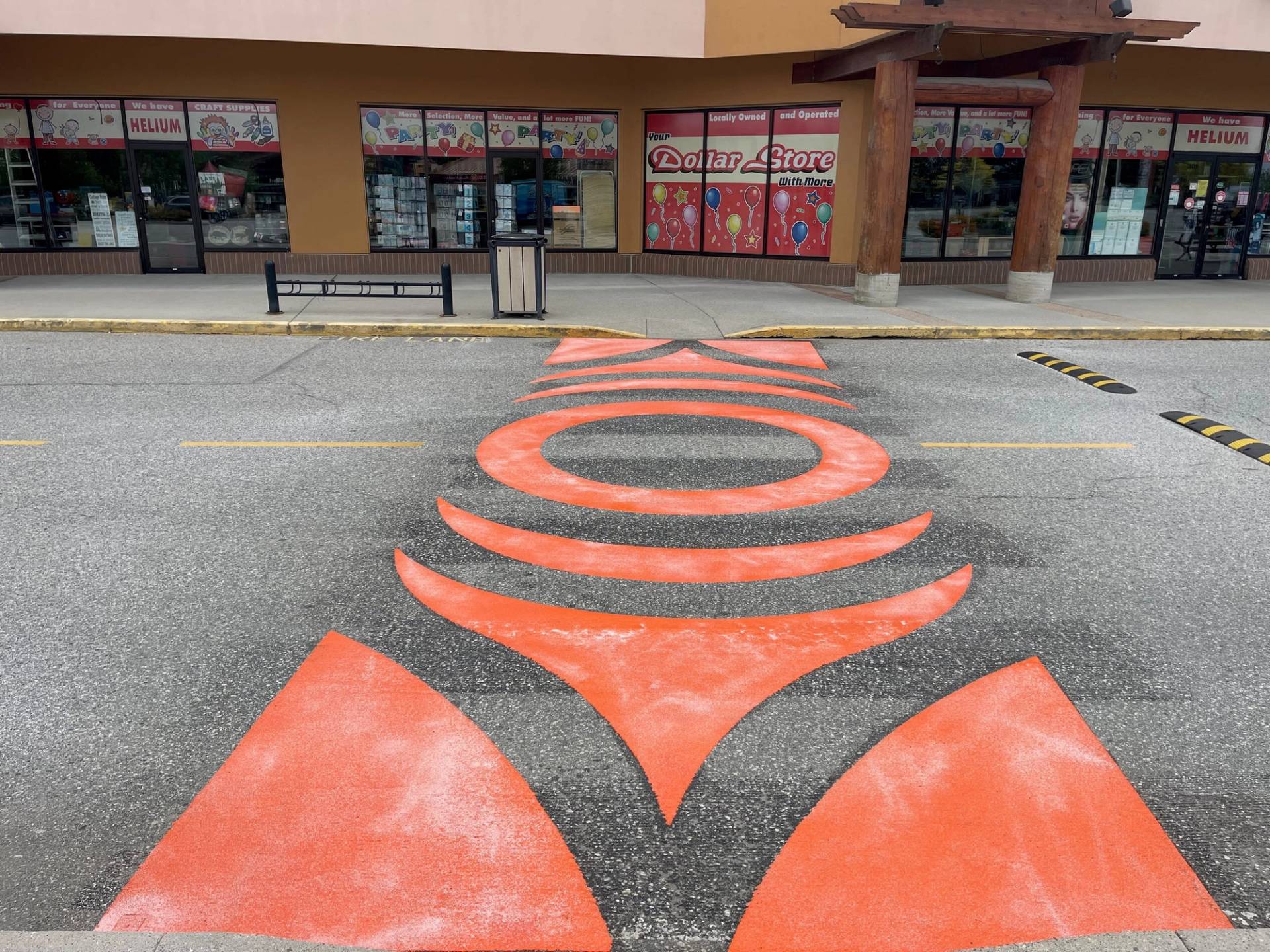 HUB Surface Systems TrafficPatterns thermoplastic pavement marking: decorative, durable pattern paving at a crosswalk