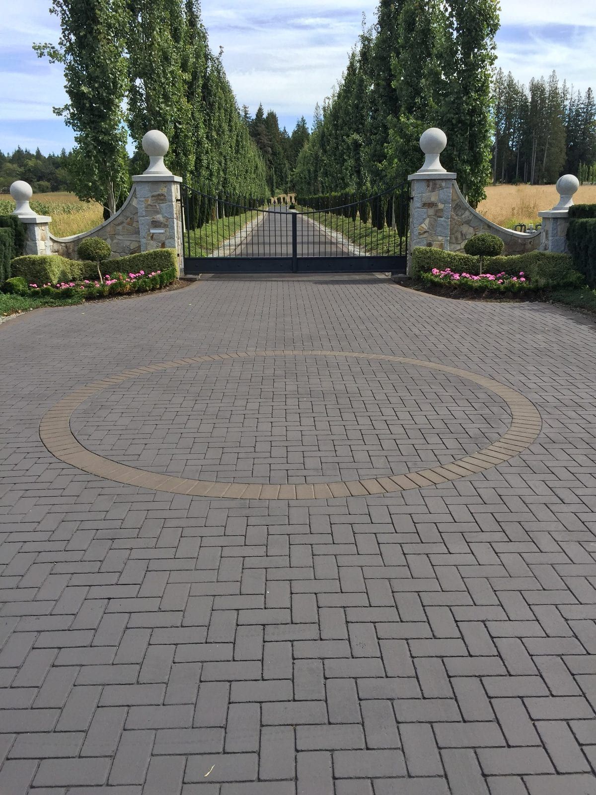 Custom orca medallion stamped asphalt driveway in BC