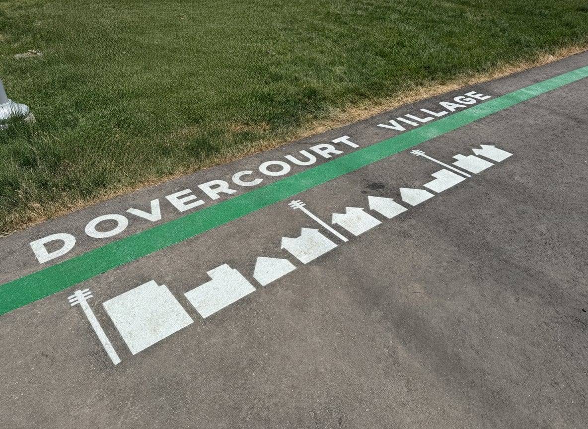 Coloured bike lane specified for protected cycling infrastructure at a multi-use path approach