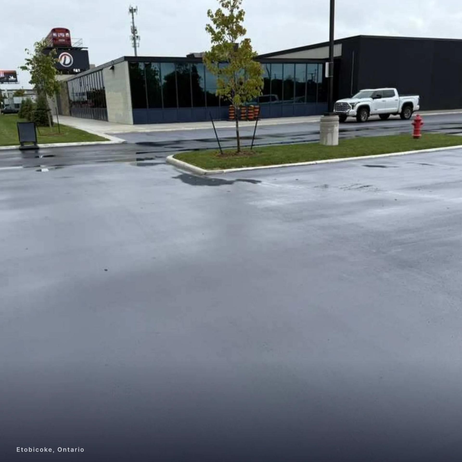 A DuraShield-coated commercial parking lot in Etobicoke, Ontario