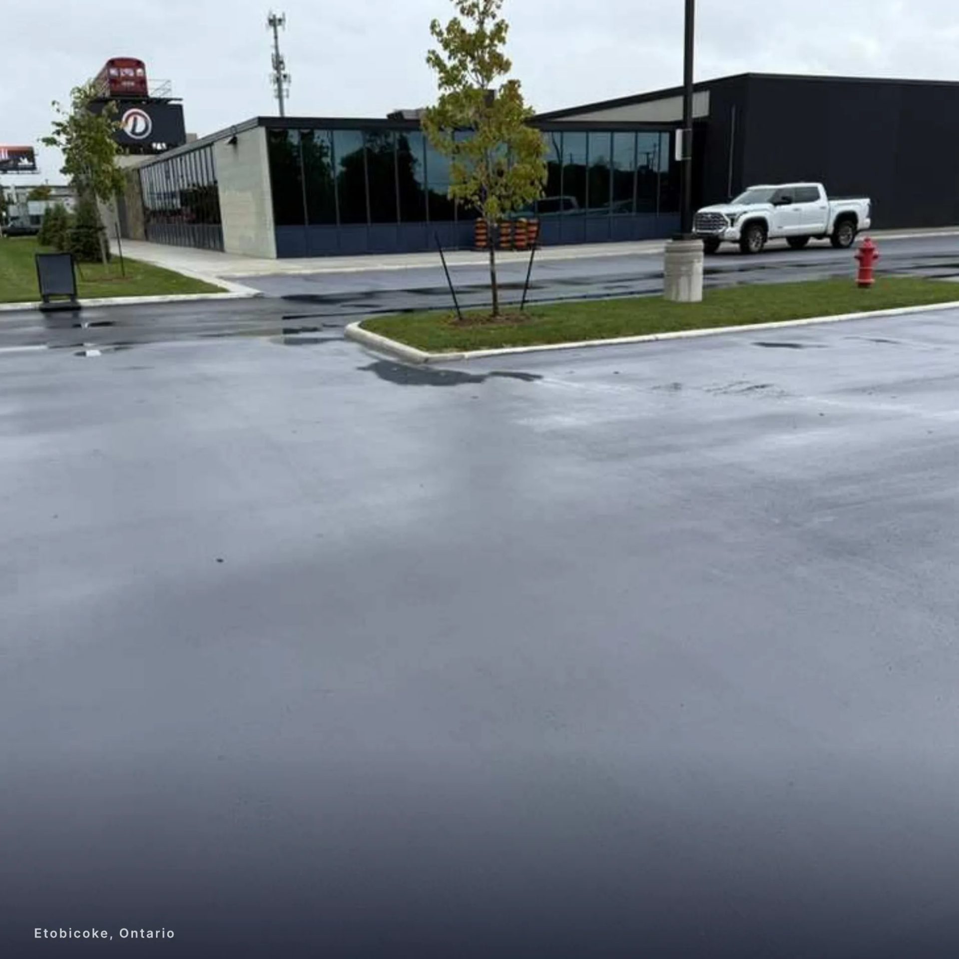 A DuraShield-coated commercial parking lot in Etobicoke, Ontario