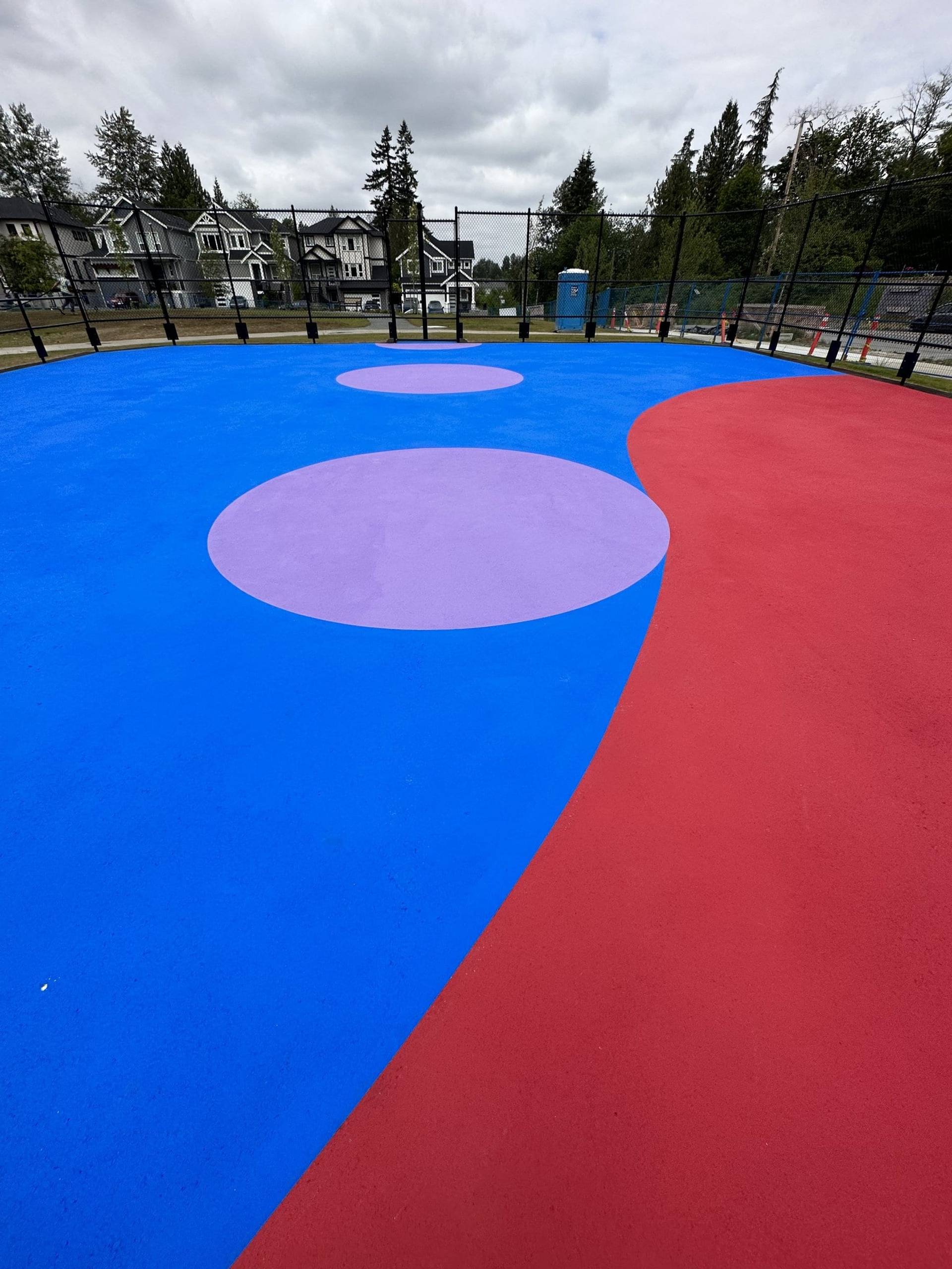 Sport court surfacing installation in Canada: court colour, line marking, and play surface at a community pickleball court