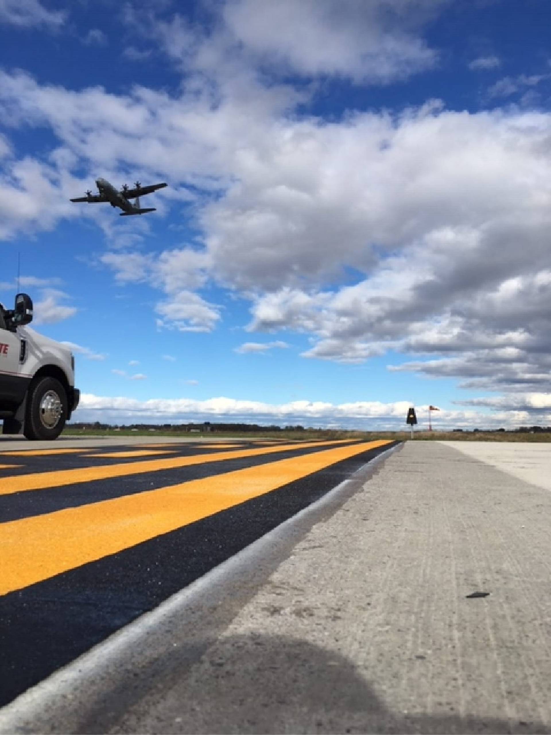 Canadian AirMark airfield pavement marking project by HUB Surface Systems at an airside road in Canada
