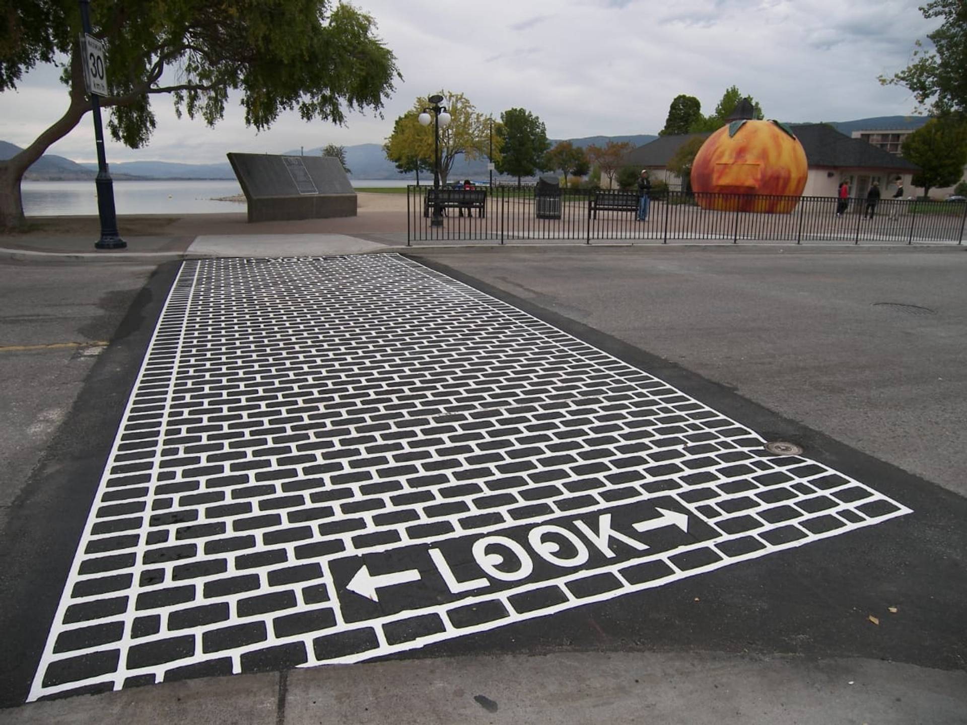 DuraTherm inlaid thermoplastic at a crosswalk in Canada, installed by HUB Surface Systems