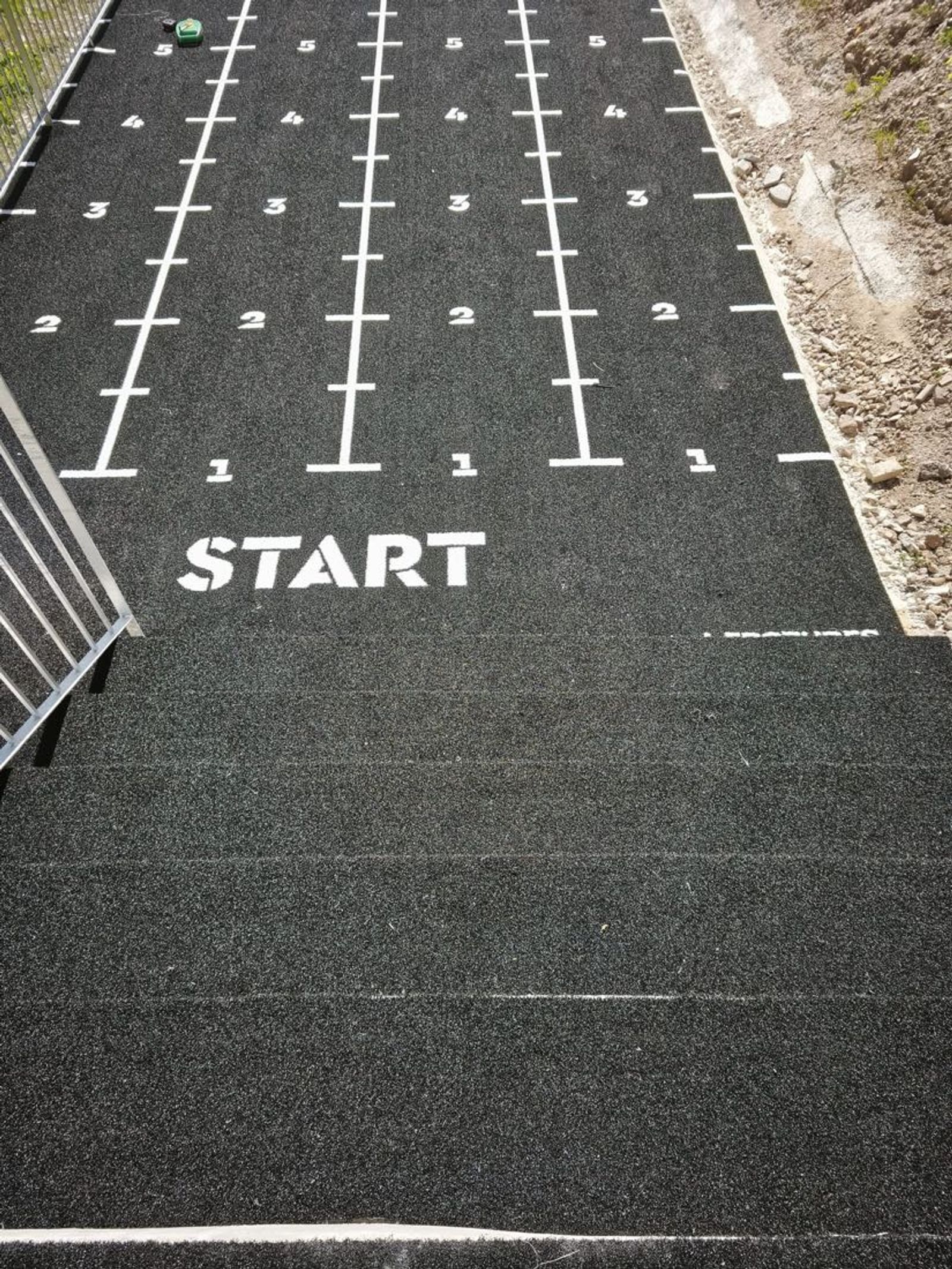 Numbered sled lanes from the start