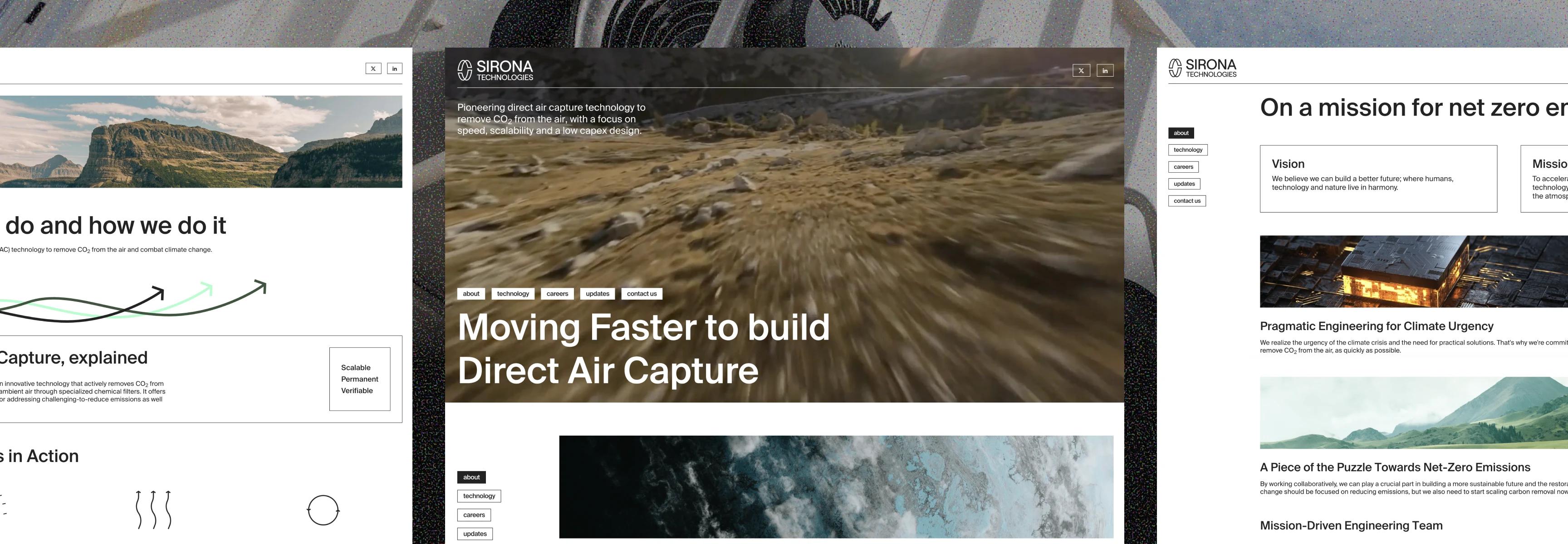 Sirona Technologies website 'Moving Faster to build Direct Air Capture'