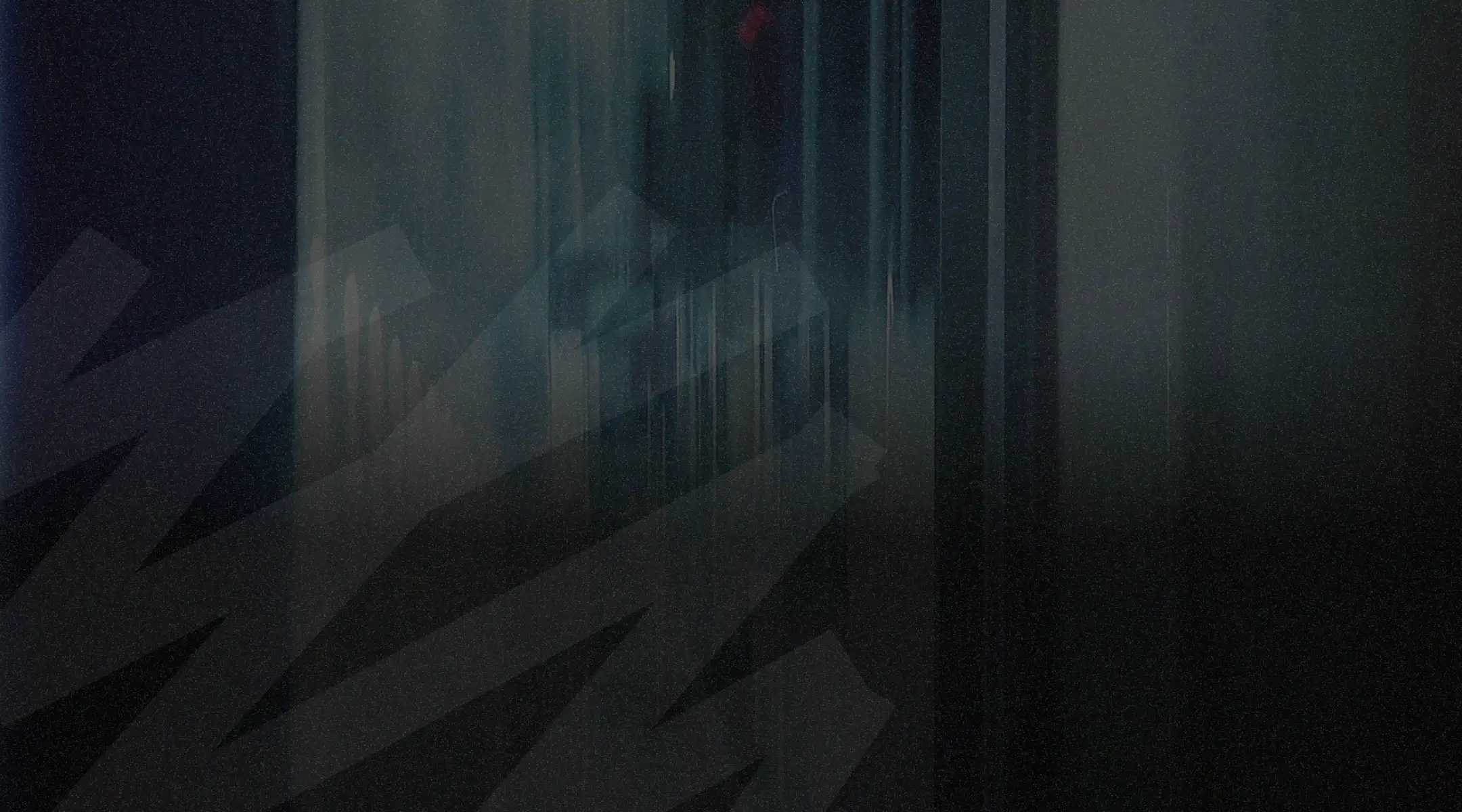 Dark abstract background with vertical blue streaks and faint diagonal zigzag shapes