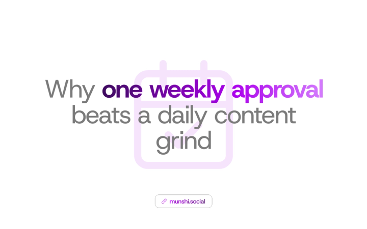 White card with a faint calendar check icon behind a title about one weekly approval