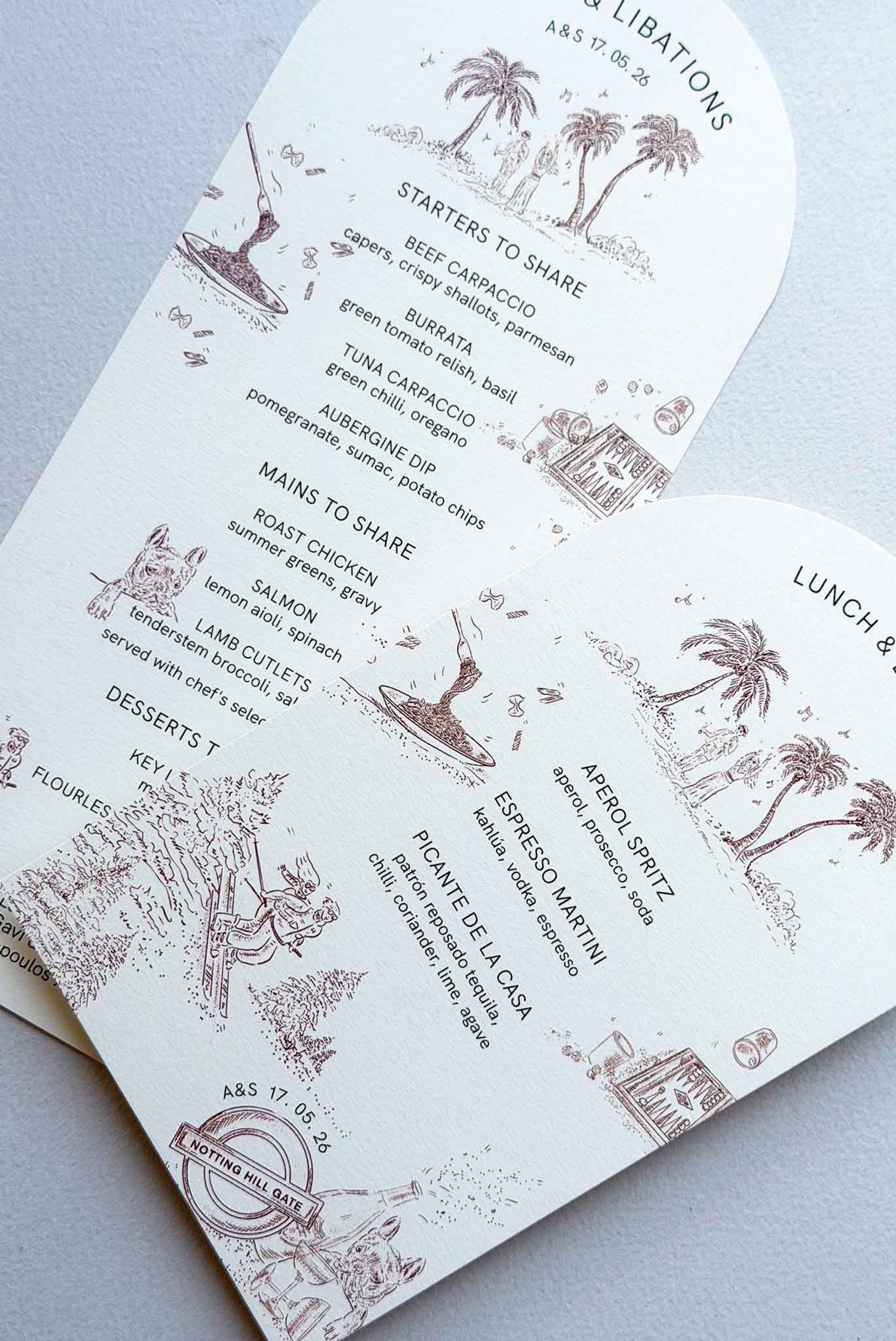 Wedding invite and table names card