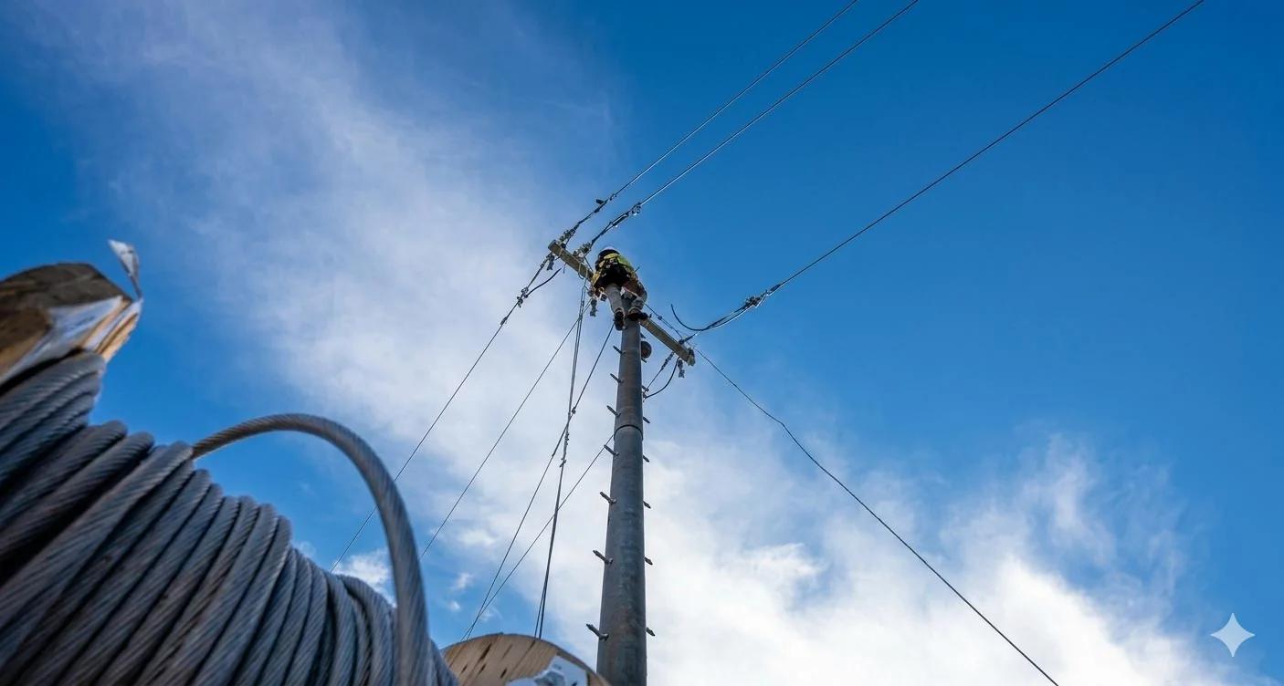 SLC Energy Solutions overhead electrical distribution line construction on a PG&E project in California