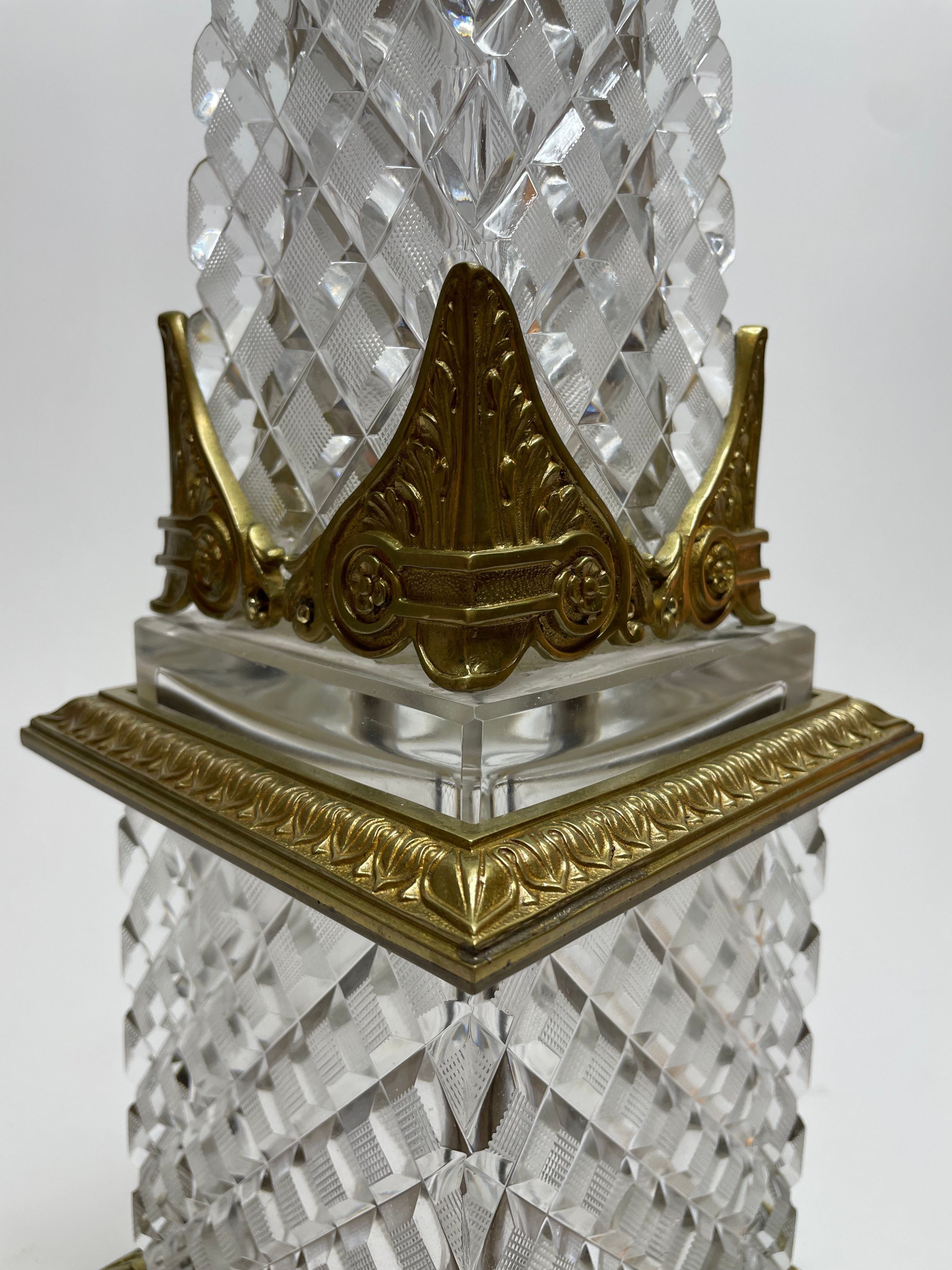 Baccarat Cut Crystal and Gilt-Bronze Obelisk, view 4